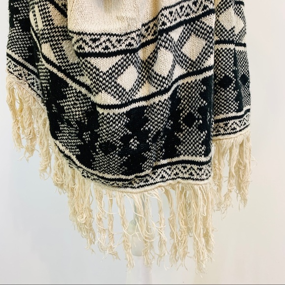 American Rag Fringe Duster Cardigan Sweater Aztec Boho Small - Picture 3 of 9